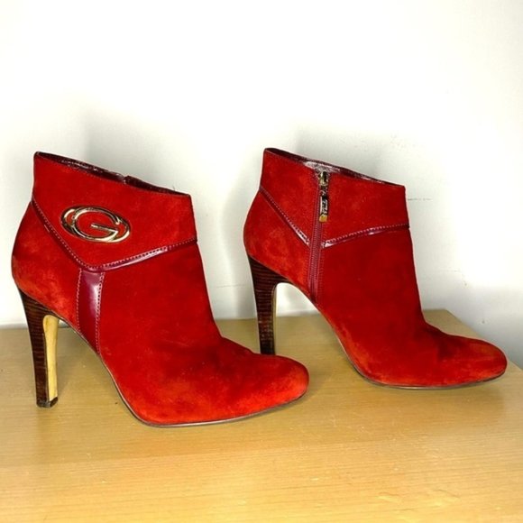 🌷Guess🌷 Red Suede Like Stiletto Booties - Picture 1 of 7